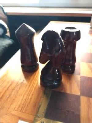 HAND CARVED CHESS PIECES AND BOARD
