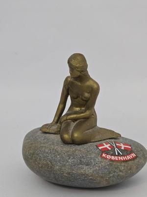 Copenhagen Lady Mermaid On a Rock Small Vintage Statue, Danish