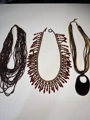 Earth-tone beaded necklaces