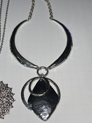 4 silver necklaces