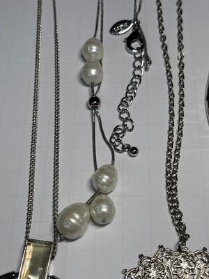 4 silver necklaces