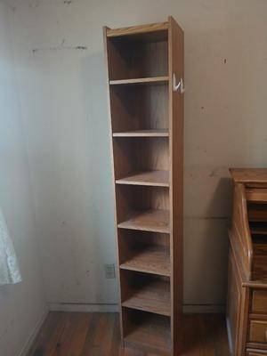 71" Tall narrow storage shelf with adjustable shelves