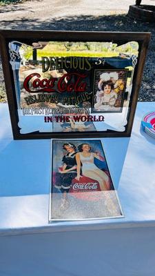 VINTAGE COCA-COLA MIRROR AND SIGN