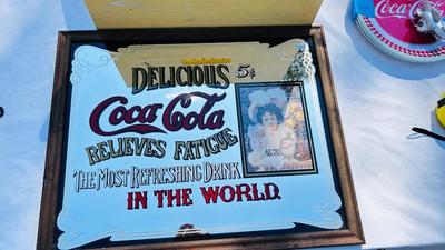 VINTAGE COCA-COLA MIRROR AND SIGN