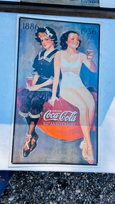 VINTAGE COCA-COLA MIRROR AND SIGN
