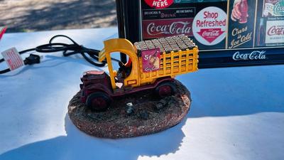 COCA-COLA LAMP, TRAY, AND ANNIVERSARY CLOCK