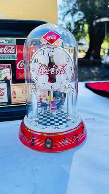 COCA-COLA LAMP, TRAY, AND ANNIVERSARY CLOCK