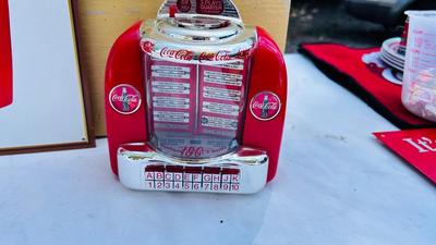 COCA-COLA JUKEBOX COIN BANK AND SIGN