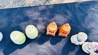 WOOD BURNING STOVES, CORN ON THE COB, PILGRIMS, GEORGE AND MARTHA WASHINGTON SALT AND PEPPER SHAKERS AND MORE