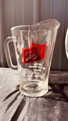 1955 SCHLITZ BEER TRAY, PITCHERS AND GLASS