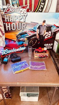 KEVIN HARVICK & NEON BUDWEISER SIGNS, 1940 DIE CAST PICK UP AND MORE!