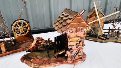 COPPER WINDMILL, OUTHOUSE AND OIL DEREK MECHANICAL MUSIC BOXES