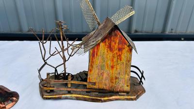 COPPER WINDMILL, OUTHOUSE AND OIL DEREK MECHANICAL MUSIC BOXES