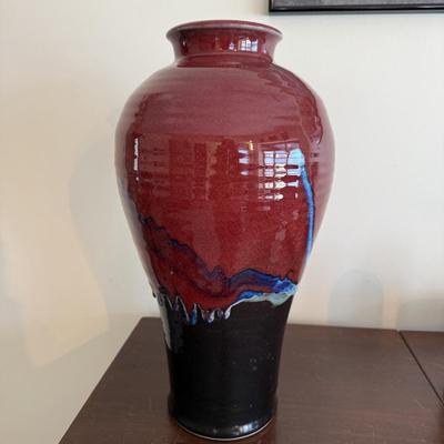 Large Signed Pottery Vase Wirh Drip Glaze (LR-BM)