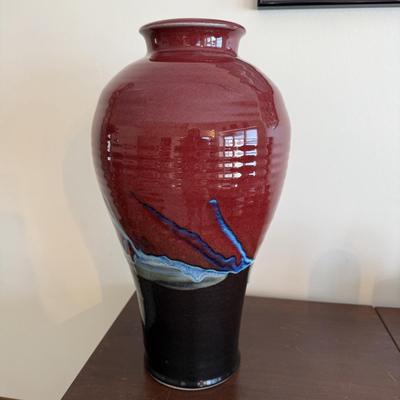 Large Signed Pottery Vase Wirh Drip Glaze (LR-BM)