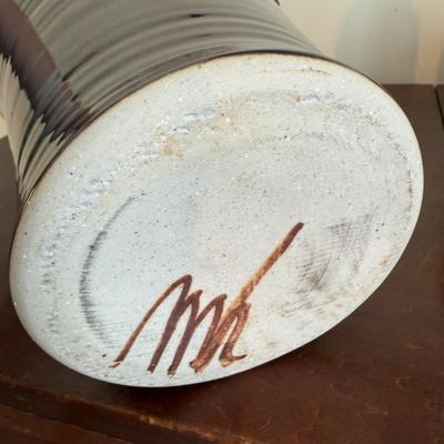 Large Signed Pottery Vase Wirh Drip Glaze (LR-BM)