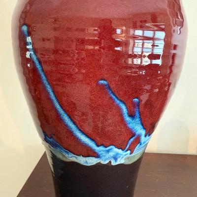 Large Signed Pottery Vase Wirh Drip Glaze (LR-BM)