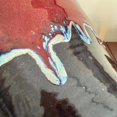 Large Signed Pottery Vase Wirh Drip Glaze (LR-BM)