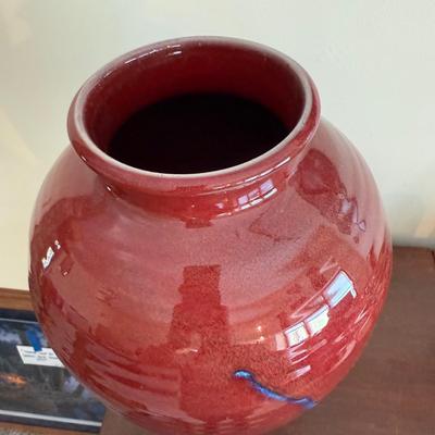 Large Signed Pottery Vase Wirh Drip Glaze (LR-BM)