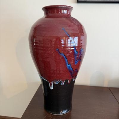 Large Signed Pottery Vase Wirh Drip Glaze (LR-BM)