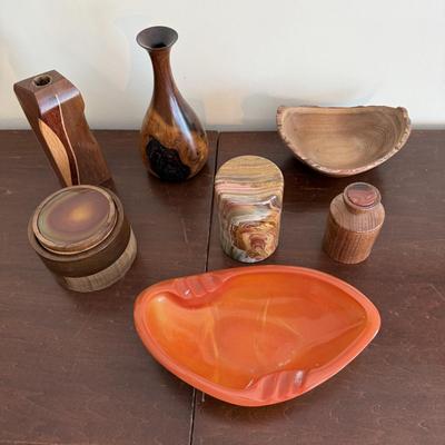 Collection of Wooden and Gem Vases and More (LR-BM)