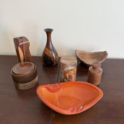 Collection of Wooden and Gem Vases and More (LR-BM)
