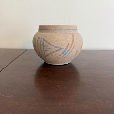 Navajo Sand Art Pottery and Frank Yazzie Kachina Sculpture (LR-BM)