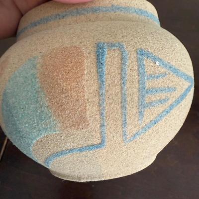 Navajo Sand Art Pottery and Frank Yazzie Kachina Sculpture (LR-BM)