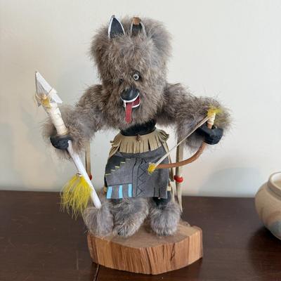 Navajo Sand Art Pottery and Frank Yazzie Kachina Sculpture (LR-BM)