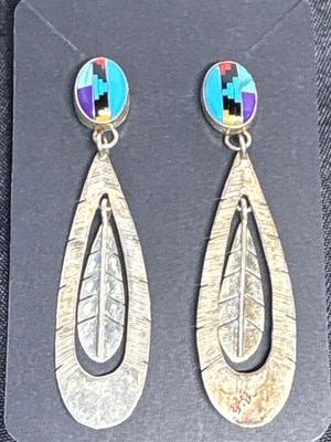 Vintage Sterling inlaid earrings