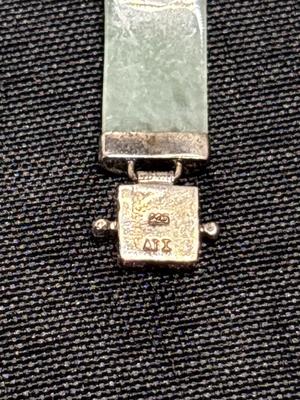 Vintage Jade & Sterling bracelet, sterling necklace & pendant, light green pendant