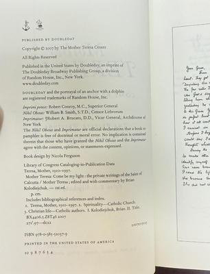 Sale Photo Thumbnail #73: Paperback Bernadette Recounts Her Apparitions by Antonio Bernardo and Hardback Mother Teresa: Come Be My Light - The Private Writings of the Saint of Calcutta. Both in good condition.