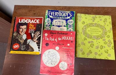 Sale Photo Thumbnail #170: Titles include: Dave Coleman's The Pick of the polkas, Liberace's Big Note Song Book, Family Songbook, and Everybody's Favorite Songs. Good to fir condition.