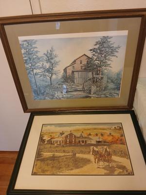 Two barn / Farm wall art pictures of farm scenes