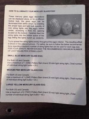 2- Pottery Barn Mercury Glass Easter Eggs (Lot 159A)