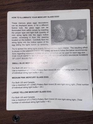2- Pottery Barn Mercury Glass Easter Eggs (Lot 159A)