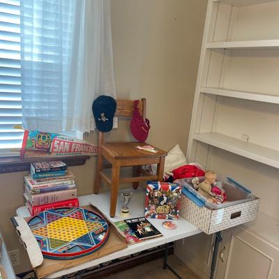 Child's Chair, Books, Chinese Checkers Vintage lot