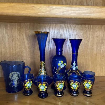 Cobalt Blue and Gold Glassware, Plus Shirley Temple!