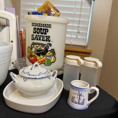Corningware Plus a Table of Kitchen Goodies