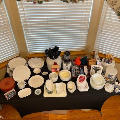 Corningware Plus a Table of Kitchen Goodies