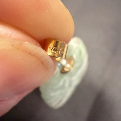 Carved Stone and Gold Leaf Pendants w/ 10K & 14K (ST-KD)