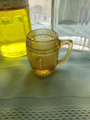 COOL GALLIANO BOTTLE-DECANTER AND AMBER COLOR MUG