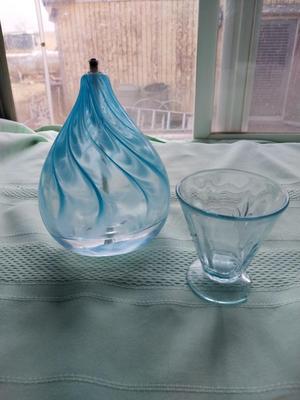 VINTAGE BLUE GLASS AND MADE IN JAPAN CHINA SHOE