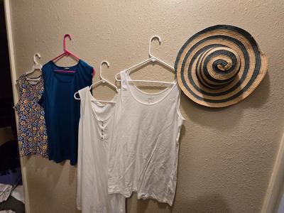 Four women's Tank tops - and a fun summer hat