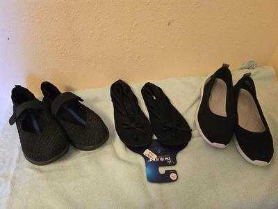 Two pairs of Flats and a new pair of Isotoner XL slippers