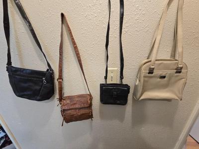 Four small purses - black - brown & white