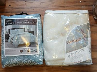 Chelsea Square Twin XL Quilt set with a nice off-white wool supreme Full size blanket
