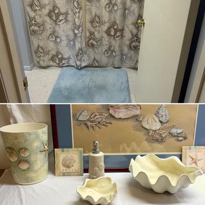 Shell Bathroom Decor incl. Art by Lois Carlisle (B2-BM)