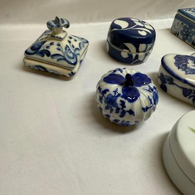 Blue and White Ceramic and Porcelain Boxes (B2-BM)