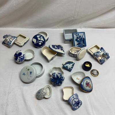 Blue and White Ceramic and Porcelain Boxes (B2-BM)